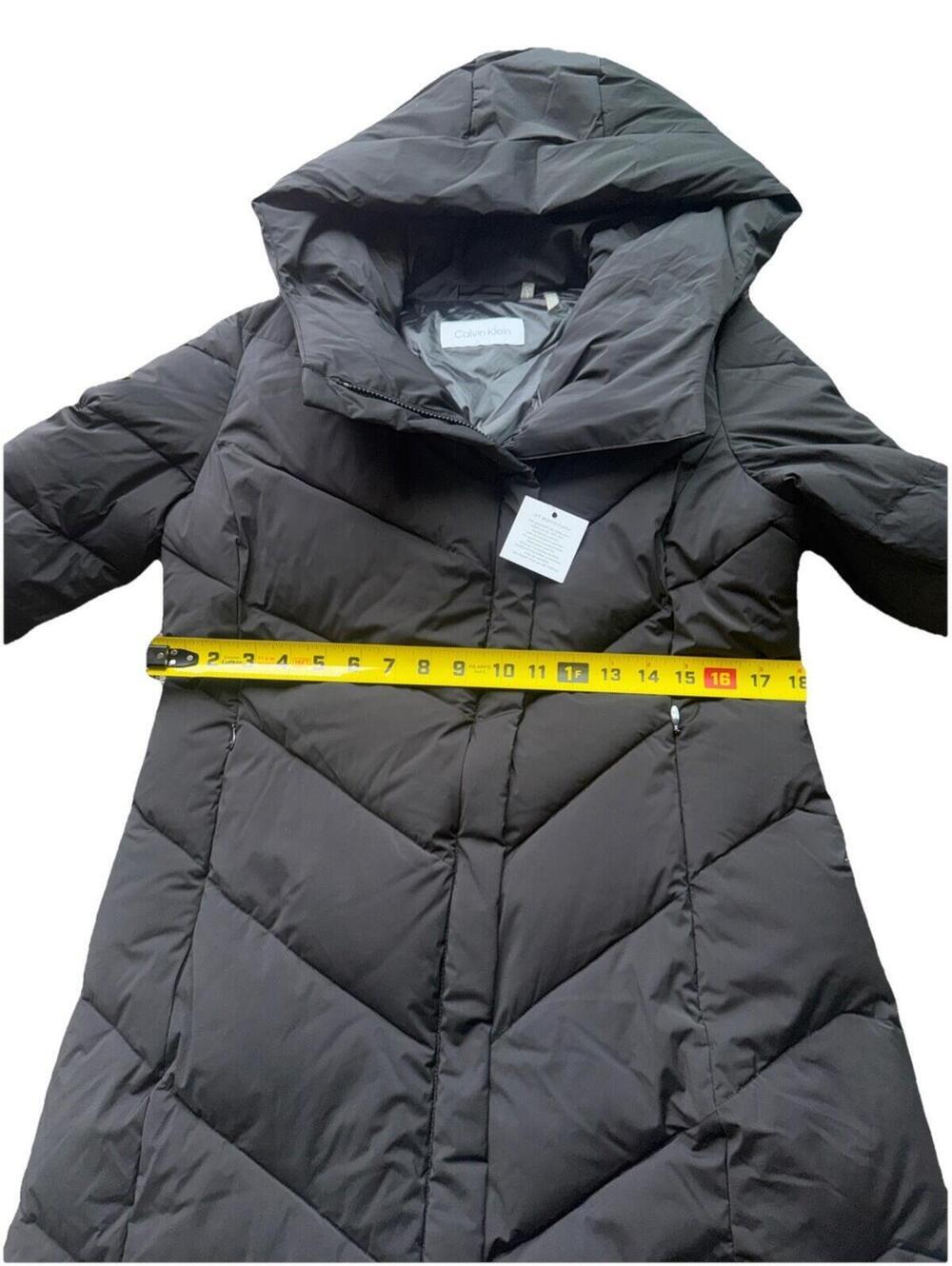 NEW CALVIN KLEIN WOMEN'S QUILTED PUFFER BLACK HOODED LONG SLEEVE JACKET SIZE S - Picture 3 of 5